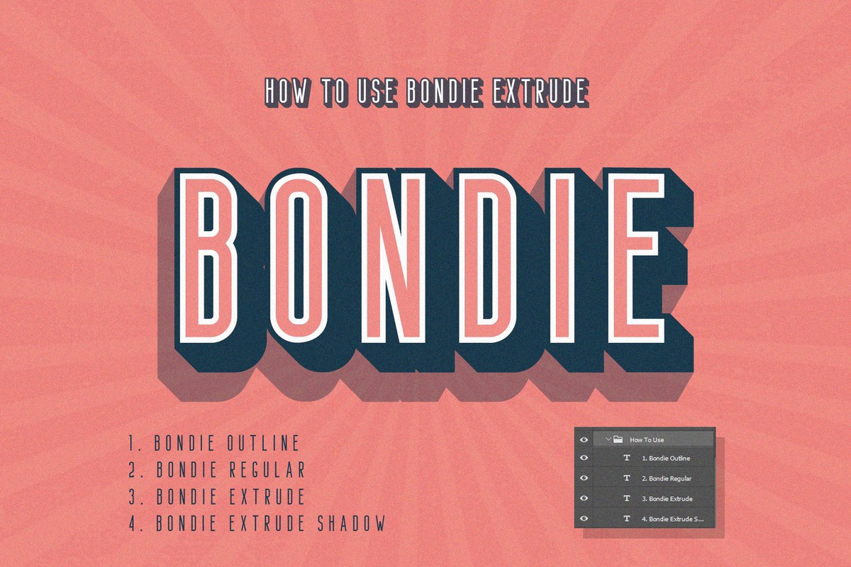 폰트 Bondie Extrude