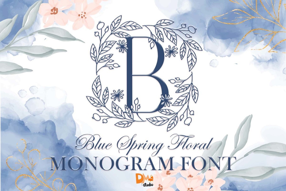 폰트 Blue Spring Floral Monogram
