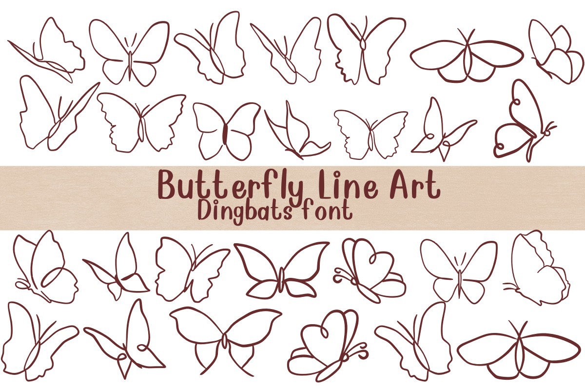 폰트 Butterfly Line Art