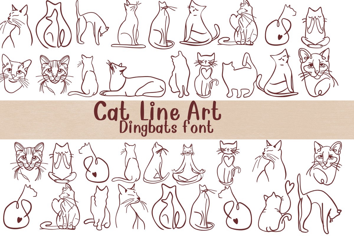폰트 Cat Line Art